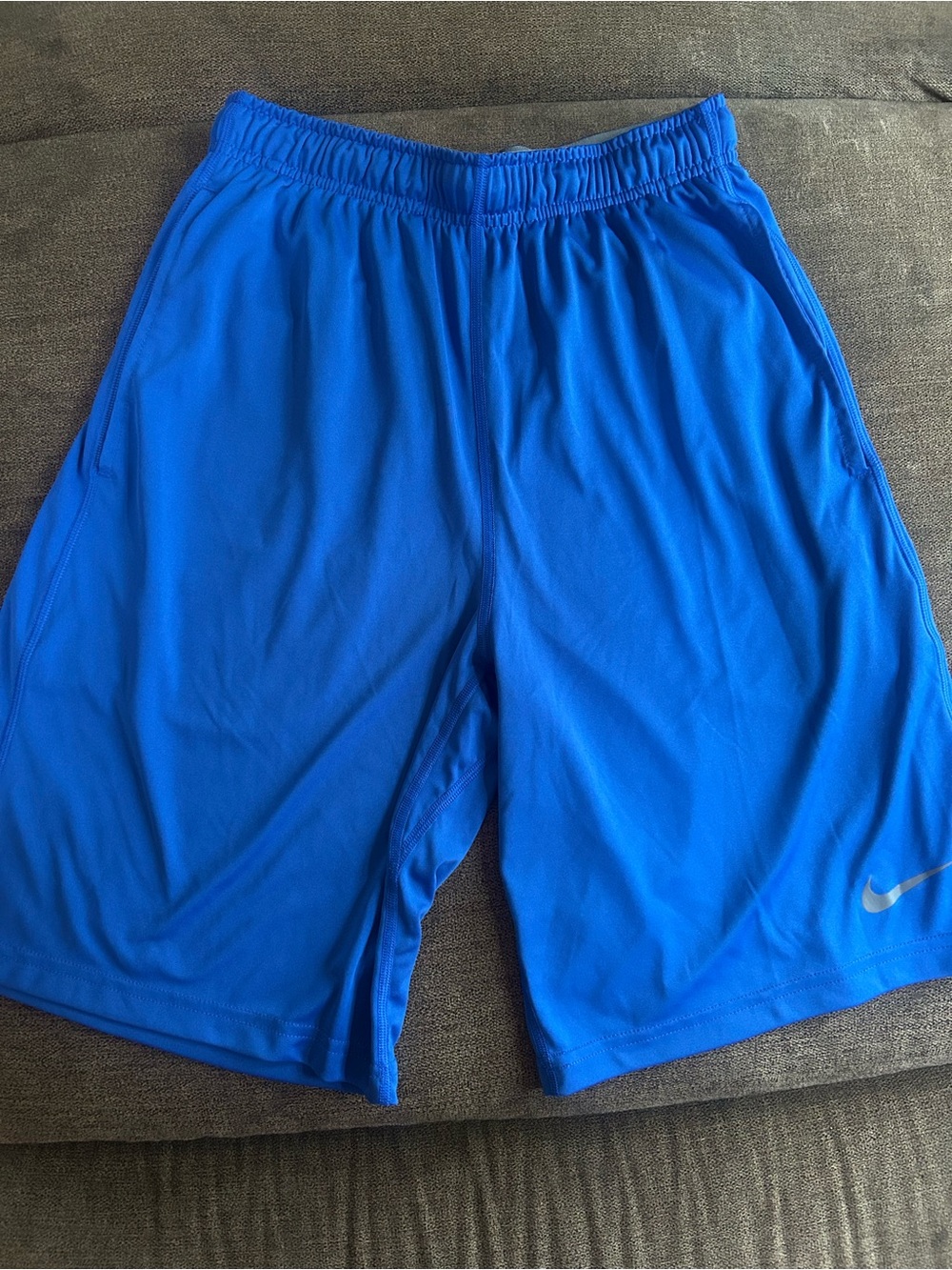 Nike Men's Royal Blue Athletic Shorts with Reflective Swoosh